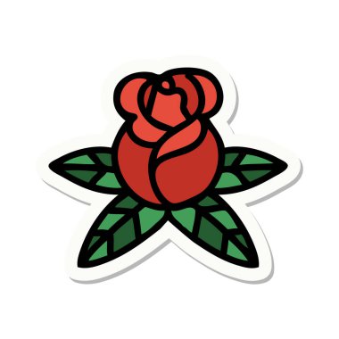 Tek bir gülün geleneksel stiliyle dövme çıkartması