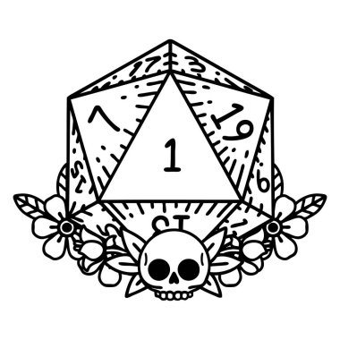 Siyah ve Beyaz Dövme çizim biçimi. Doğal olarak çiçek elementleriyle zar atılır.