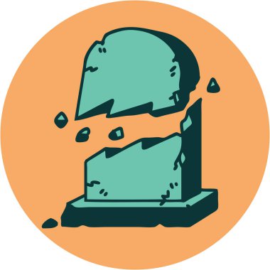 Kırık bir mezar taşının ikonik dövme şekli