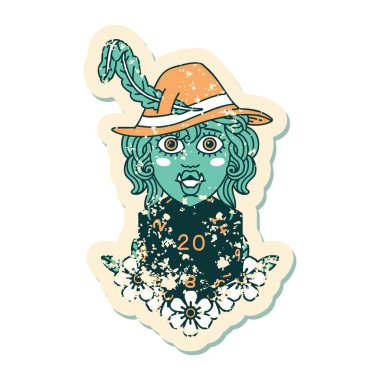 Retro Dövme Biçimi Doğal yirmilik zarlı yarım ork ozanı 