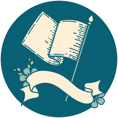 beyaz bayrak pankartıyla dövme biçimi simgesi