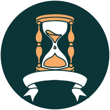 bir saatlik cam pankartıyla dövme biçimi simgesi