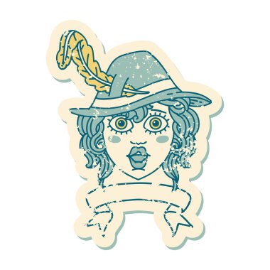 Retro Dövme Tarzı Sancaklı İnsan Ozan Karakteri