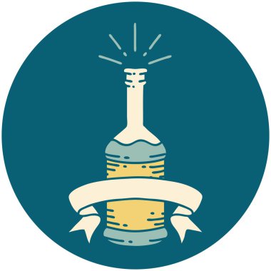 Dövme tarzı bira şişesinin simgesi.