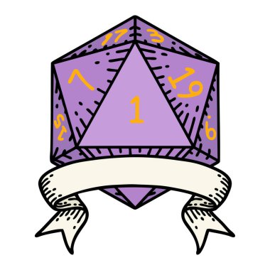 Retro Dövme Biçimi Doğal bir d20 zar atma