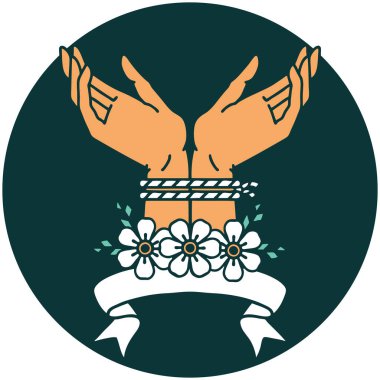 elleri bağlı dövme biçimi simgesi