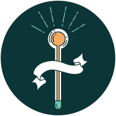 Dövme stili cam termometrenin simgesi 