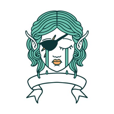 Retro Dövme Tarzı Ağlayan elf düzenbaz karakter yüzü