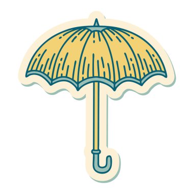 Geleneksel bir şemsiye stiliyle dövme çıkartması