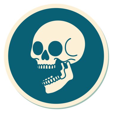 Geleneksel bir kafatası stili dövme çıkartması