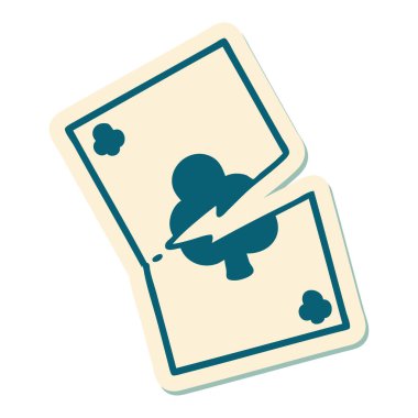 Dövme çıkartması geleneksel stil yırtık bir kart