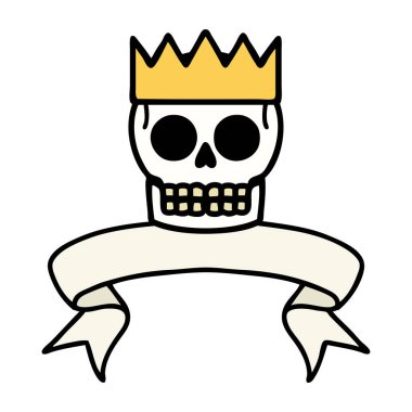 Geleneksel dövme, kafatası ve taçla