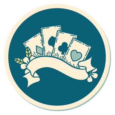 Geleneksel kart ve pankart stili dövme etiketi