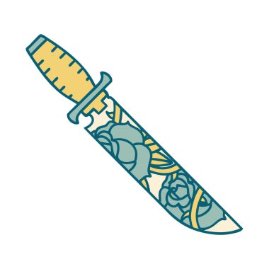 Hançer ve çiçeğin ikonik dövme görüntüsü