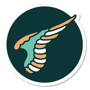 Geleneksel bir kanat stiliyle dövme çıkartması