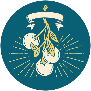 Ökseotu üzümü dövmesi ikonu.