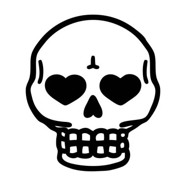 bir kafatası siyah çizgi biçiminde dövme