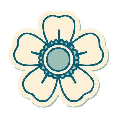 Geleneksel bir çiçek stiliyle dövme çıkartması