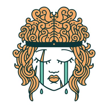 Retro Dövme Tarzı Ağlayan Barbar İnsan