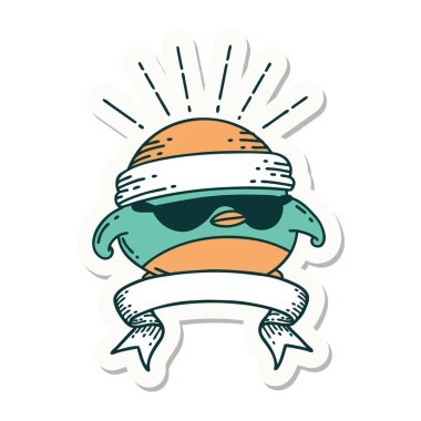 Dövme stili çıkartması. Havalı Robin.