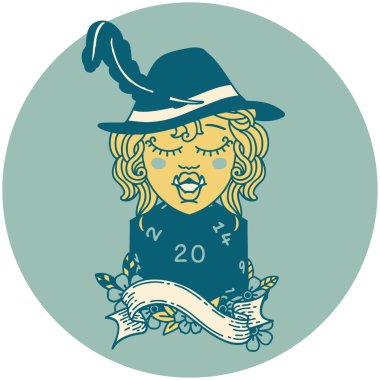 Retro Dövme Tarzı Doğuştan yirmi zarlı yarım ork ozanı söylüyor