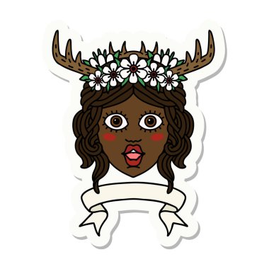 Afişi olan bir Druid karakterinin çıkartması