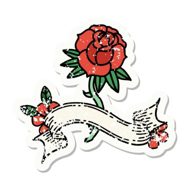 Üzerinde gül bayrağı olan eski bir etiket.