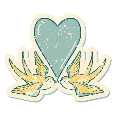 Kırlangıçların ve bir kalbin sembolik depresif dövmesi.