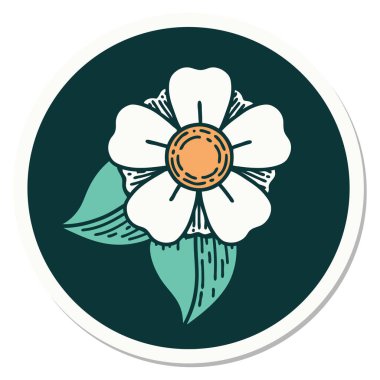 Geleneksel bir çiçek stiliyle dövme çıkartması