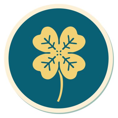 Geleneksel 4 yapraklı yonca stili dövme çıkartması