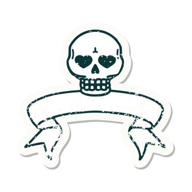 Eski bir çıkartma ve kafatası sancağıyla