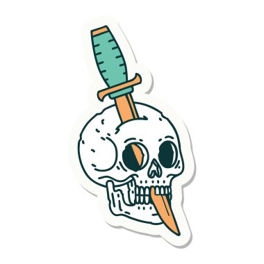 Geleneksel bir kafatası stili dövme çıkartması