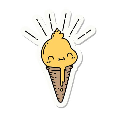 Dövme stili dondurma karakterinin çıkartması.