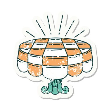 Dövme stili kafe masasının eski bir çıkartması.