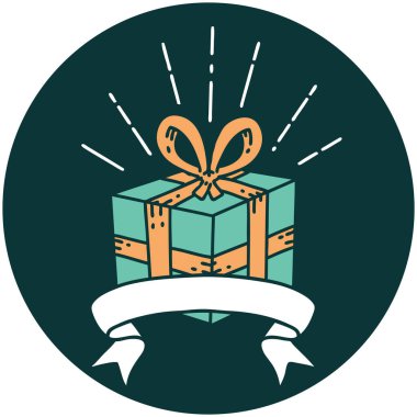 Dövme stili Noel hediyesinin simgesi