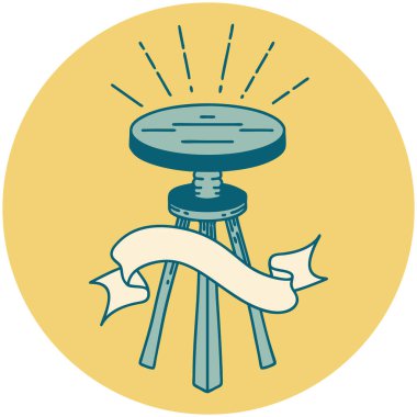 Dövme stili ahşap tabure ikonu