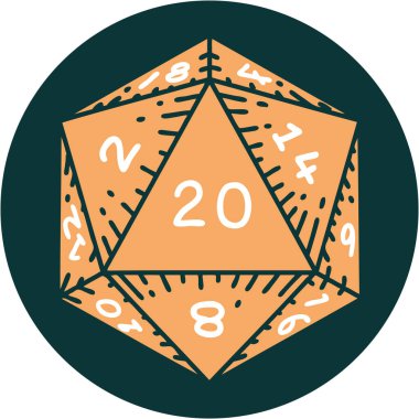 d20 zarının ikonik dövme biçimi