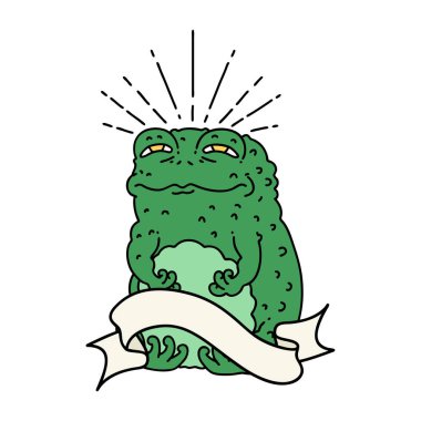 Dövme stili karakteri olan kaydırma pankartı