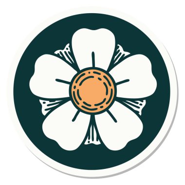 Geleneksel bir çiçek stiliyle dövme çıkartması