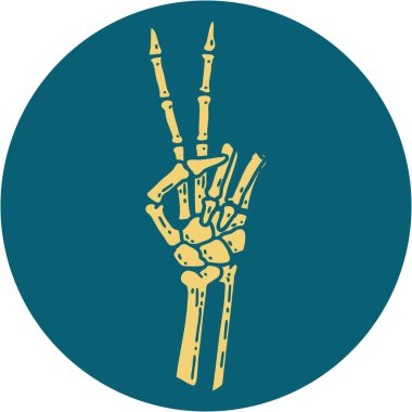 Bir iskeletin barış işareti veren ikonik dövme görüntüsü 