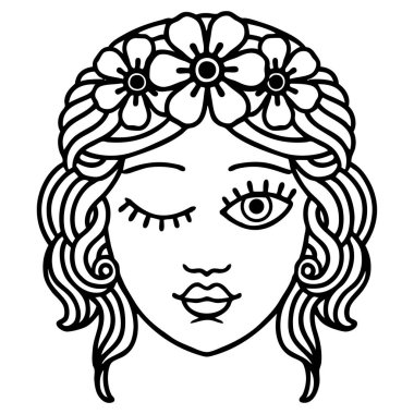 Siyah çizgili dövme. Göz kırpan bakireler gibi.