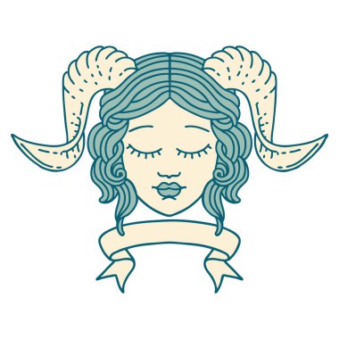 Retro Dövme Biçimi karakter yüzünü kaydırma pankartı ile düzenliyor