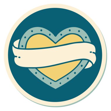 Geleneksel kalp ve bayrak stiliyle dövme çıkartması