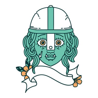 Retro Dövme Biçimli Ork savaşçı yüzü