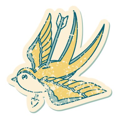 ok ile delinmiş bir kırlangıcın sembolik dövmeli görüntüsü