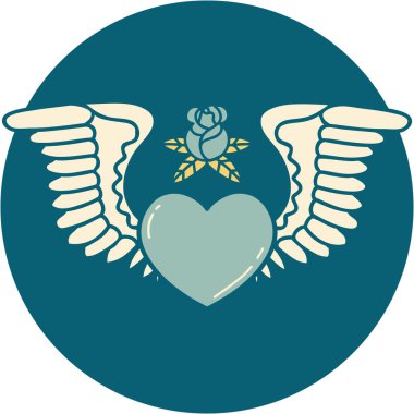 Kanatlı bir kalbin ikonik dövme görüntüsü