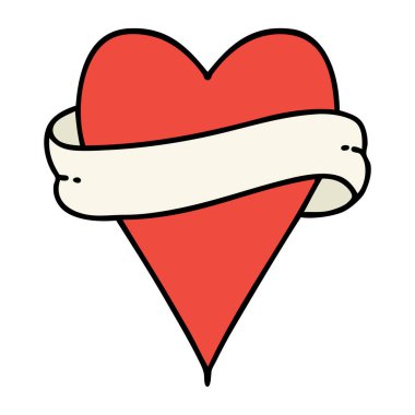 kalp ve bayrak şeklinde geleneksel bir dövme.