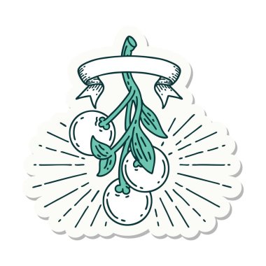 Bir dövme stili ökseotu meyvesi çıkartması.