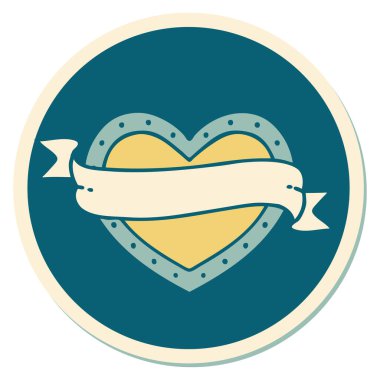 Geleneksel kalp ve bayrak stiliyle dövme çıkartması