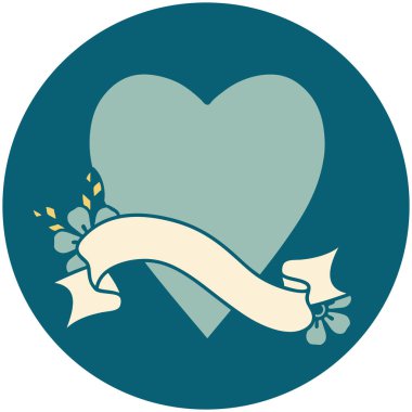 kalp sancağıyla dövme stili simgesi